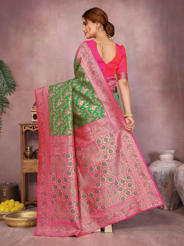 Varanga Women Banarasi Saree With Blouse Piece